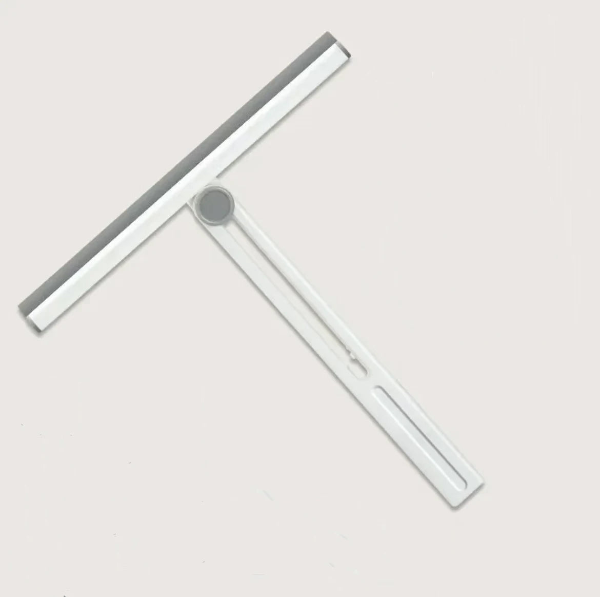White silicone shower squeegee with a long handle for easy cleaning of glass and tiles