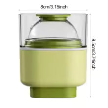 Clarify.pk silicone sphere ice mold in green with clear top showing dimensions 8cm by 9.5cm