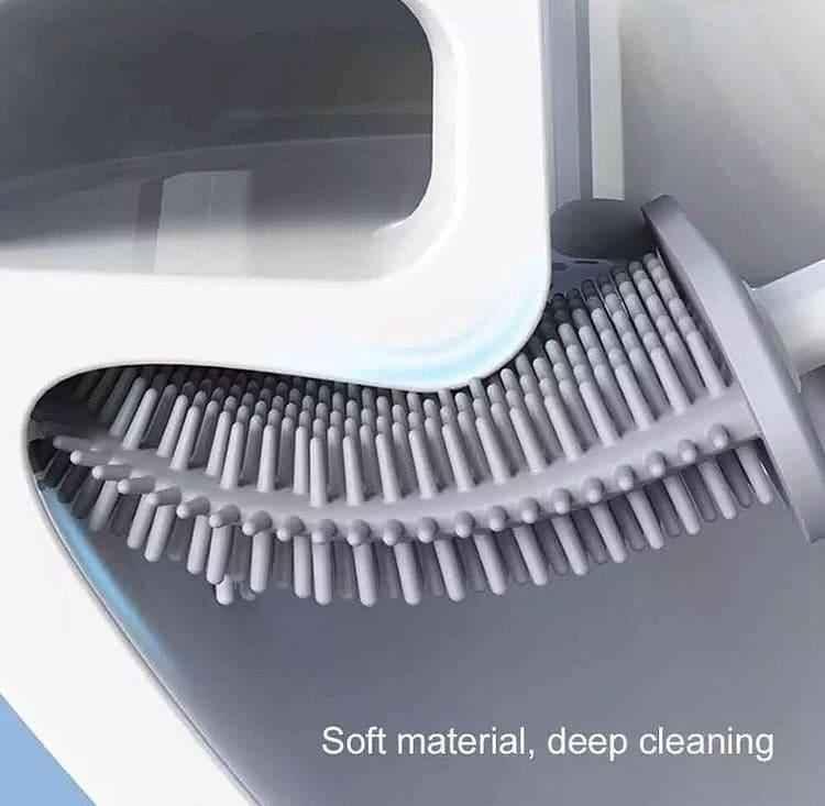 Clarify.pk silicone toilet brush set with soft bristles for deep cleaning toilet bowl edges