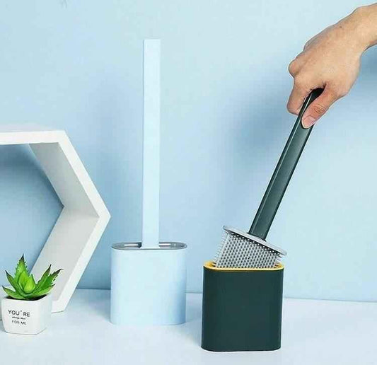 Clarify.pk silicone toilet brush set with modern holders in light blue and dark gray colors