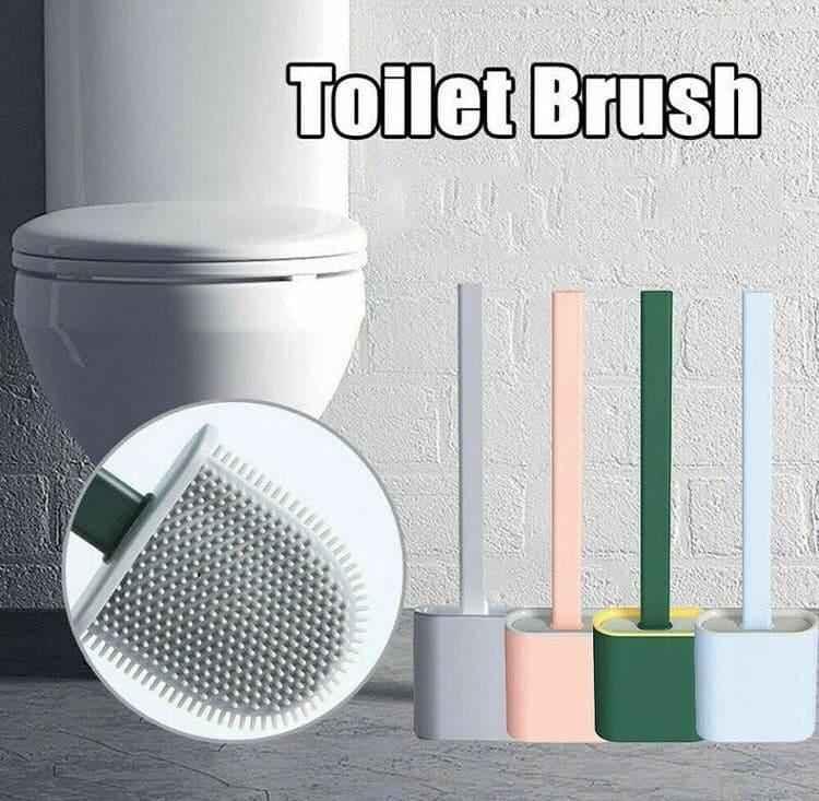 Clarify.pk silicone toilet brush set with colorful holders and flexible bristles for effective cleaning
