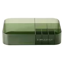 Clarify.pk green cosmetics storage box with multiple compartments makeup storage basket for dressing table