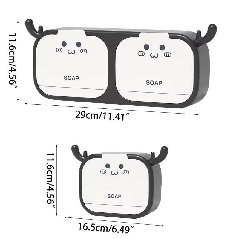 Clarify.pk single box wall mounted soap holder with cute face design and black frame in two size options