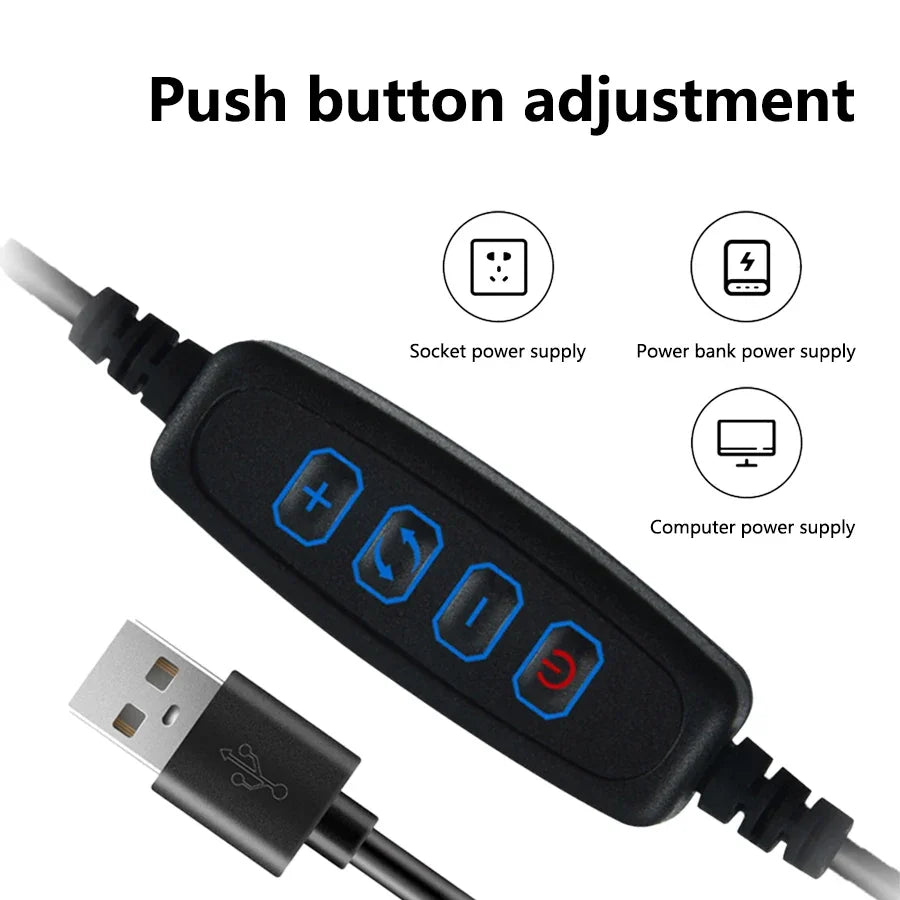 USB control switch with push button adjustment for spiral LED table lamp power supply options