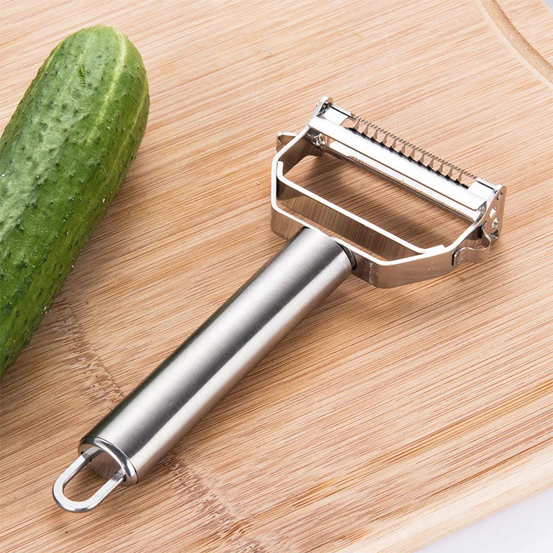 Clarify.pk 4 in 1 vegetable cutter for kitchen with stainless steel grater on wooden cutting board