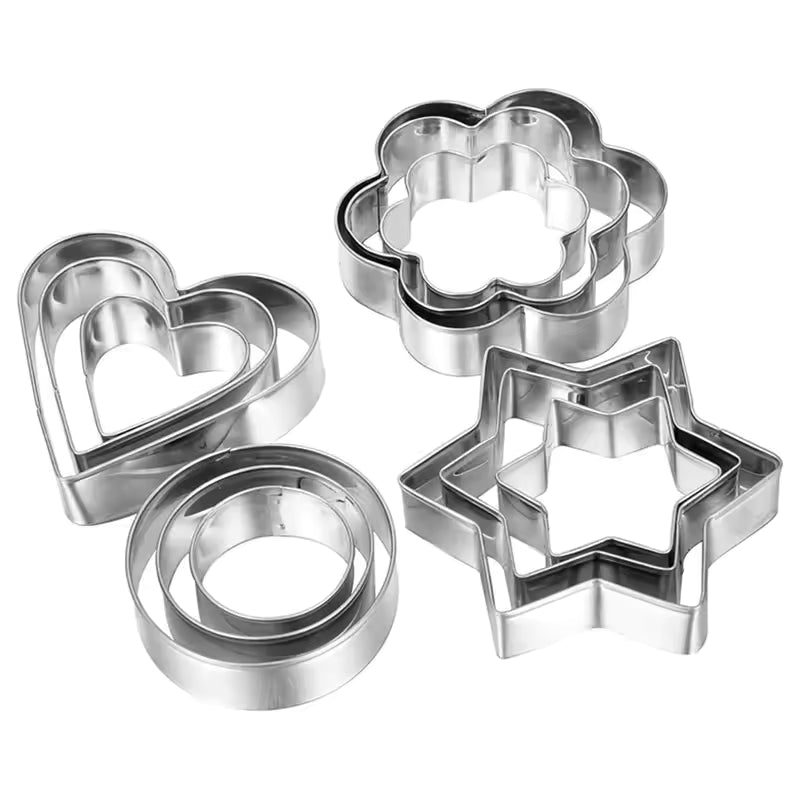 Clarify.pk stainless steel cookie cutters set with heart flower star and round shapes
