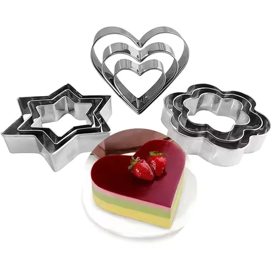 Clarify.pk stainless steel cookie cutters set with heart star and flower shapes for baking