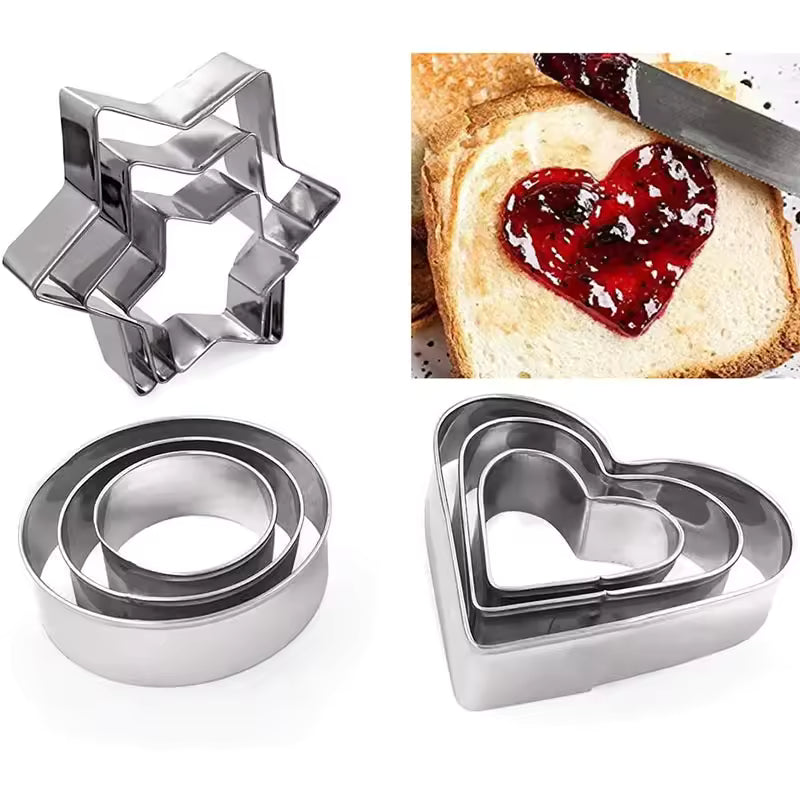 Clarify pk stainless steel cookie cutters set with star, heart, and circle shapes for baking