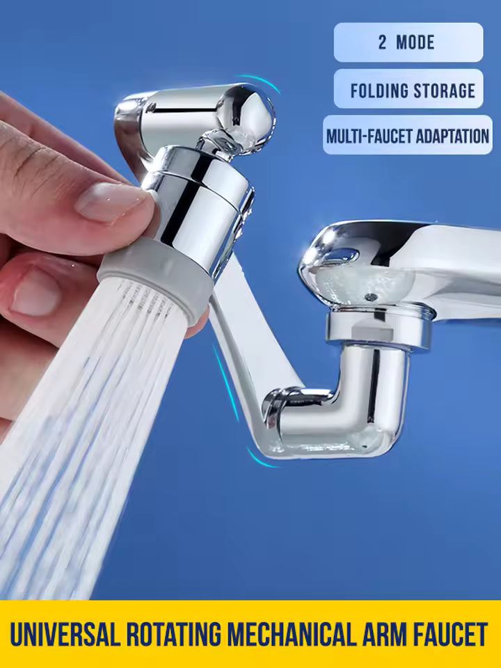 Clarify.pk stainless steel faucet extender with universal rotating arm and folding storage feature