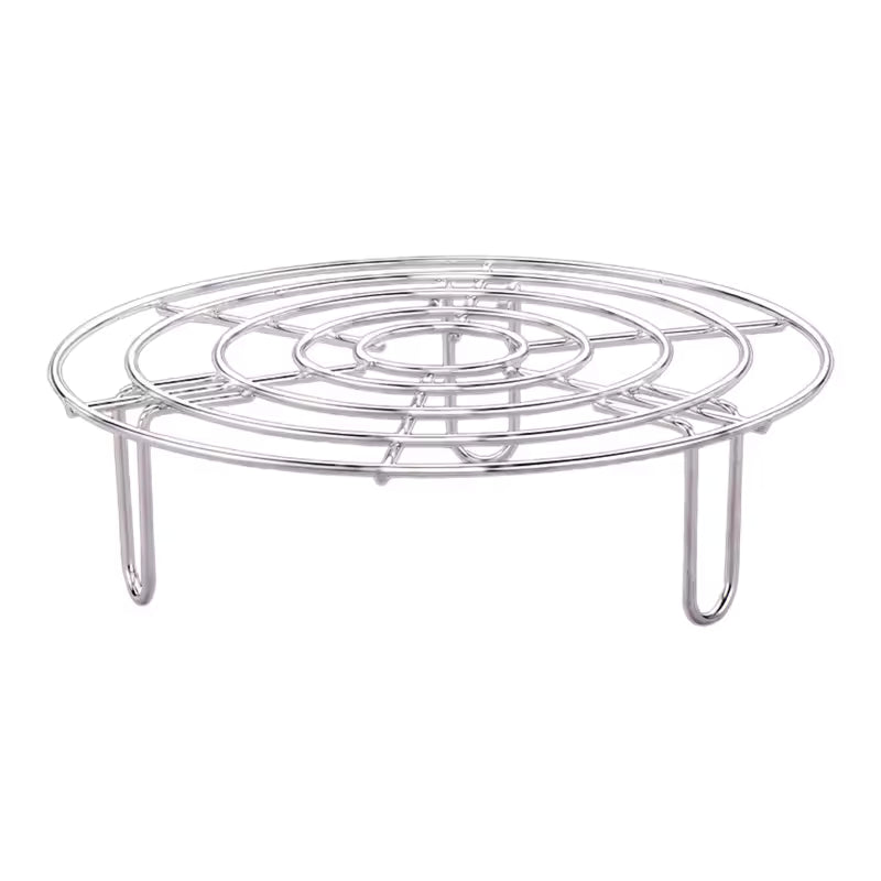 Clarify.pk round trivet rack for cooking made of stainless steel with circular wire design and three legs