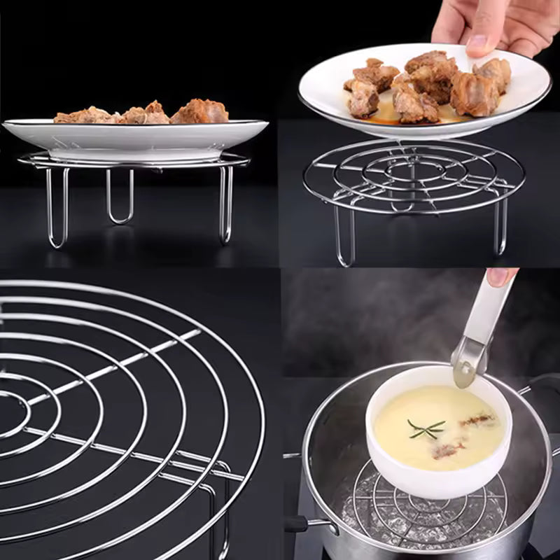 Clarify.pk round trivet rack for cooking metal wire rack with raised legs for steaming and serving