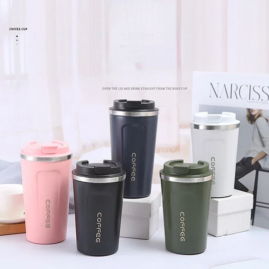 Clarify.pk stainless steel thermos mug coffee cups in pink black navy green and white colors