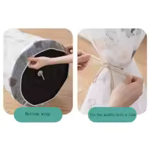 Clarify.pk stand fan protective cover in transparent material with button wrap and adjustable side ties