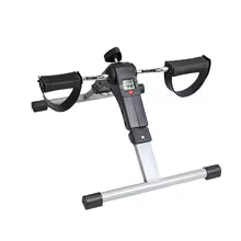 Compact stepper exercise machine with foot straps and digital monitor for home workouts