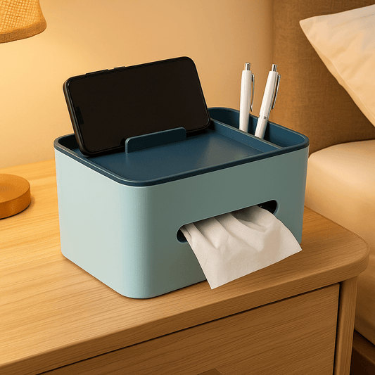 Stylish Tissue Box with Stationery Holder – Multi - Purpose Organizer - Clarify.pk