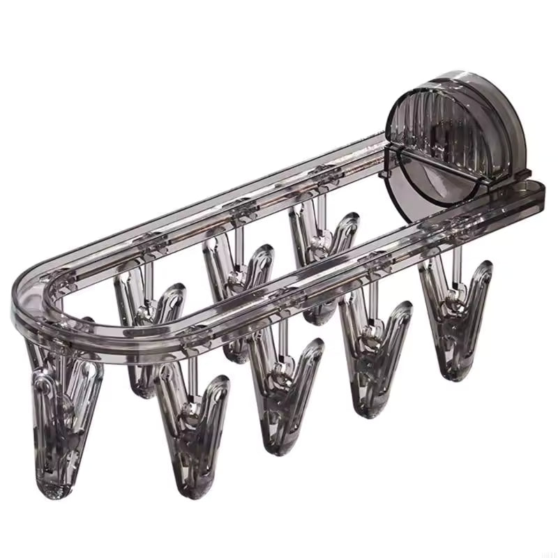 Transparent suction clothes hanger rack with multiple clips for hanging small garments