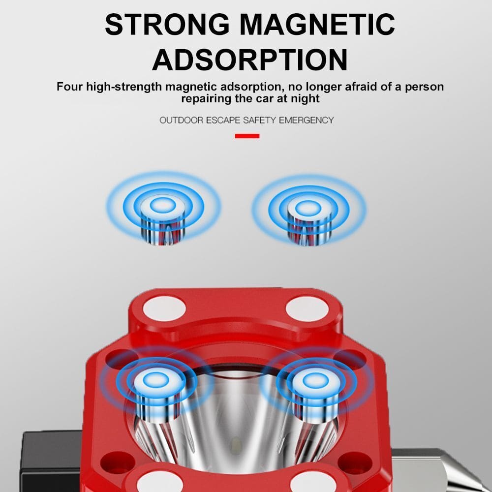 Red super bright led flashlight with strong magnetic adsorption for hands-free use during car repairs
