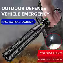 Super bright self defense torch tactical flashlight with COB side lights and power indicator light