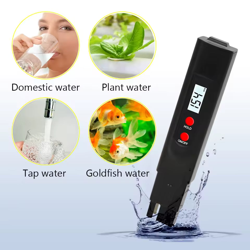 Clarify.pk TDS meter for water testing with digital display measuring water quality for domestic, plant, tap, and goldfish water