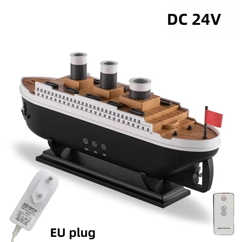 Clarify.pk Titanic ship humidifier model with remote control and EU plug in black and brown design