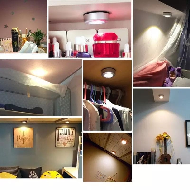 Touch type car reading light in various home and closet settings providing soft and efficient lighting