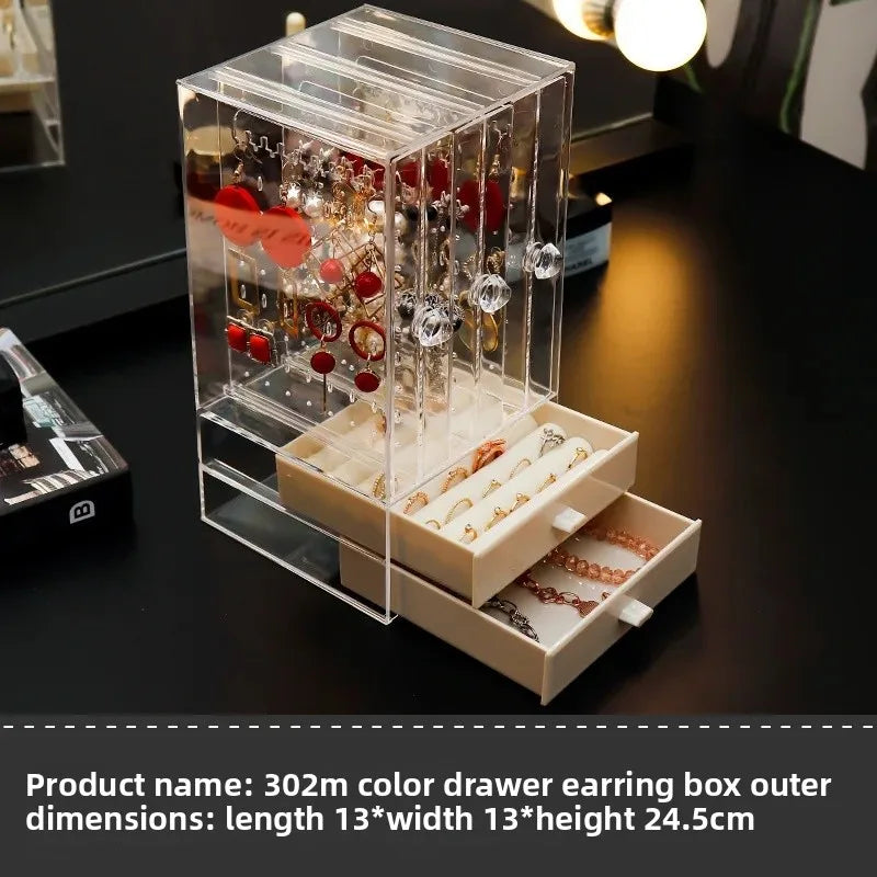Clarify.pk transparent jewelry organizer box with multiple drawers and compartments for rings and earrings