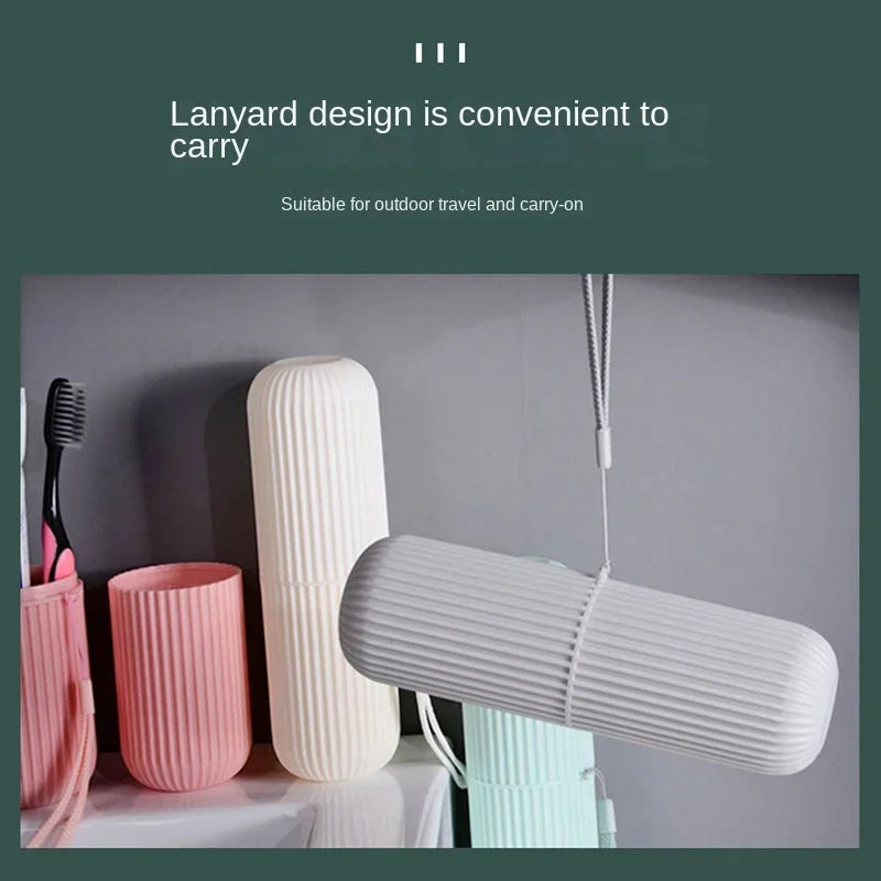 Compact travel toothpaste storage case with lanyard design for convenient carrying and outdoor travel