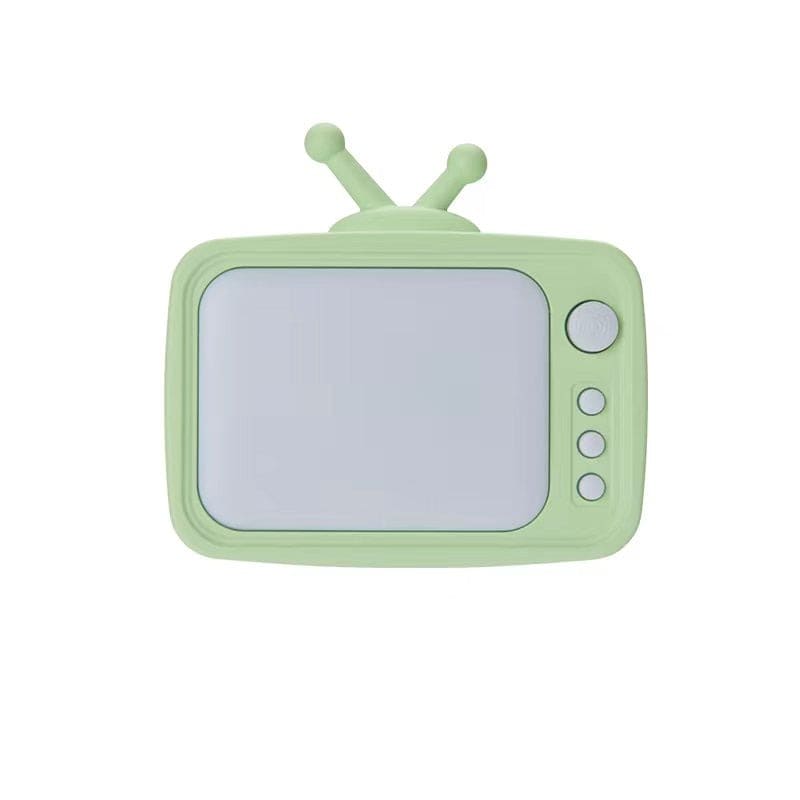 Green tv shape night light with antenna design and buttons on the side for bedroom or kids room