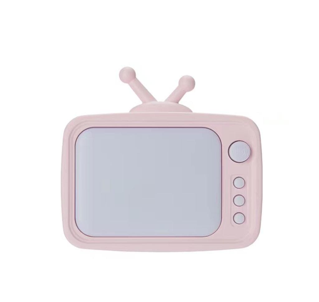 Pink silicone tv shape night light with antenna design and three control buttons
