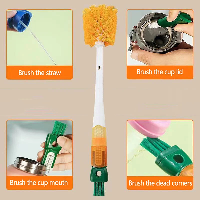 Clarify.pk 5 in 1 bottle cleaning brush with multiple bristles to clean straws, cup lids, cup mouths, and dead corners