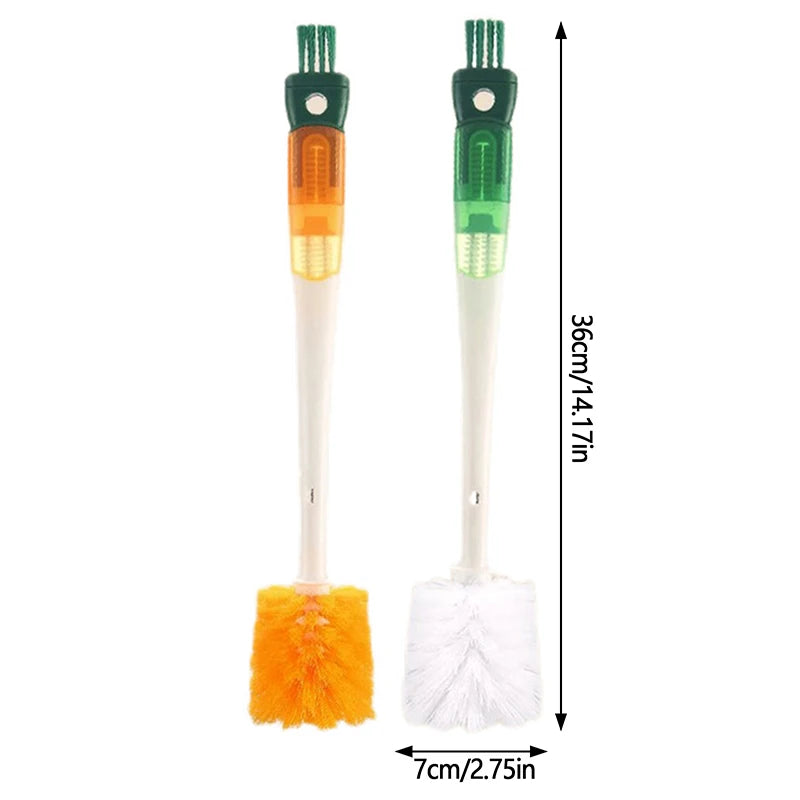 Clarify.pk 5 in 1 bottle cleaning brush set with orange and white bristles and green and orange handles