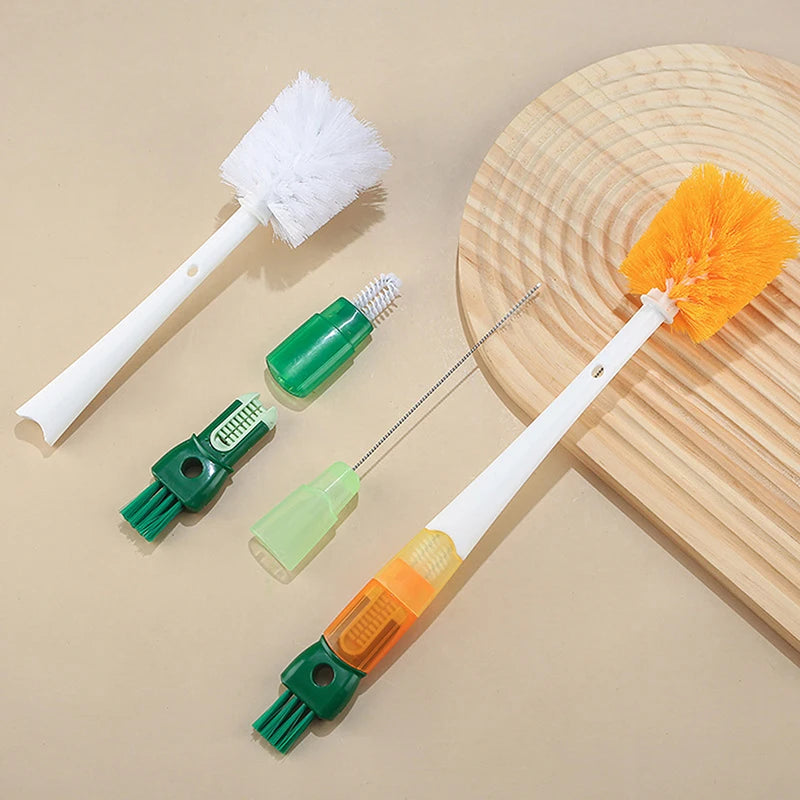 Clarify.pk 5 in 1 bottle cleaning brush set with multiple detachable brush heads for versatile kitchen cleaning