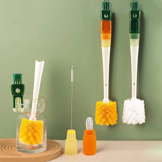 Clarify.pk 5 in 1 bottle cleaning brush set with multiple brush heads for versatile kitchen cleaning