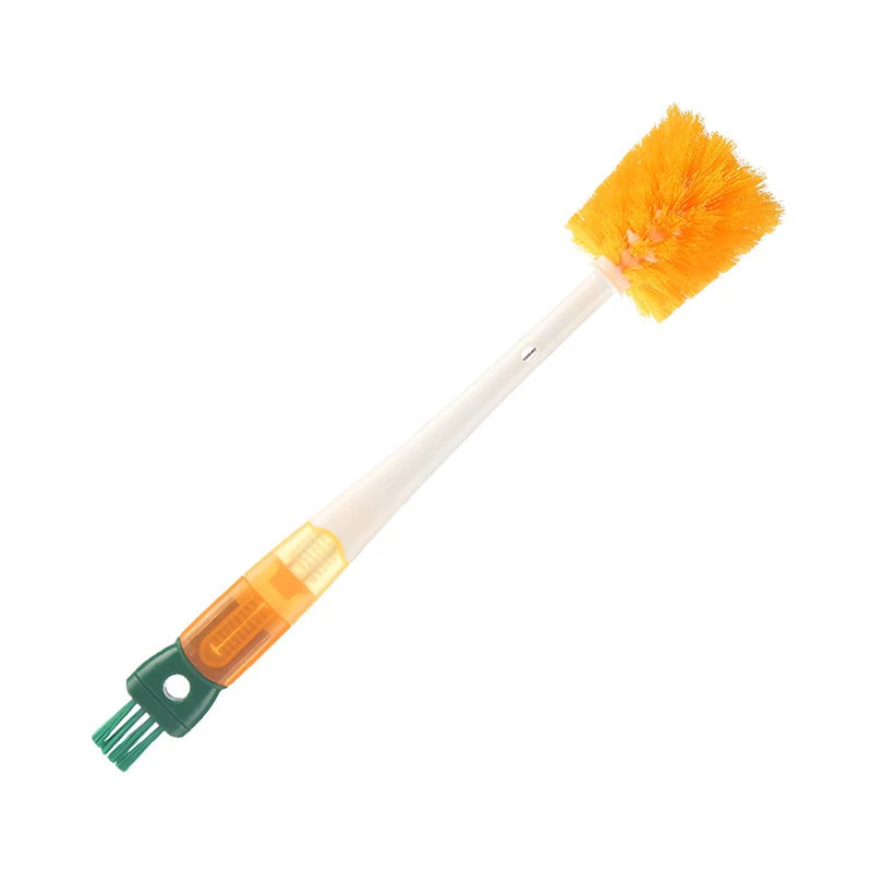 Clarify.pk 5 in 1 bottle cleaning brush with orange bristles and multi-functional design for kitchen use