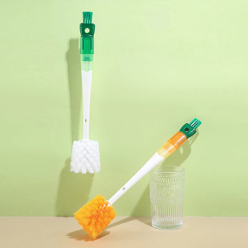 Clarify.pk 5 in 1 bottle cleaning brush with white and orange bristles for versatile kitchen cleaning