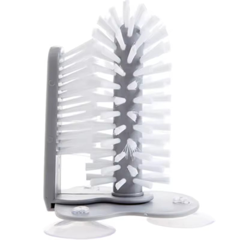 Clarify.pk sink bottle cleaning brush with white bristles and suction cup base for easy cleaning