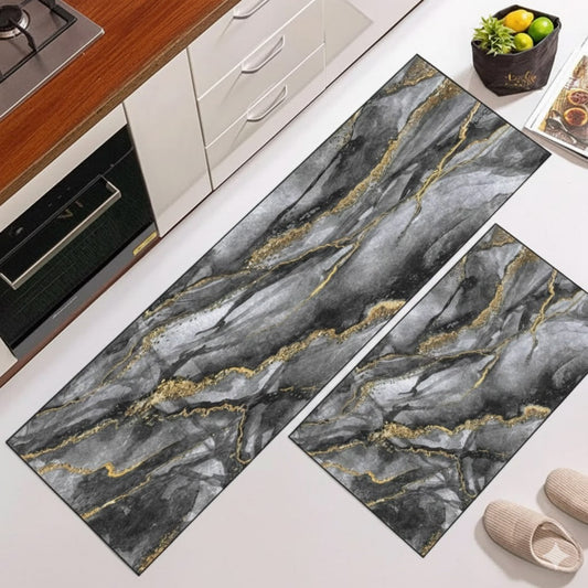 Coffee Brown Marble Napa Leather Anti-Slip Runner Set (2 Pcs) MAT