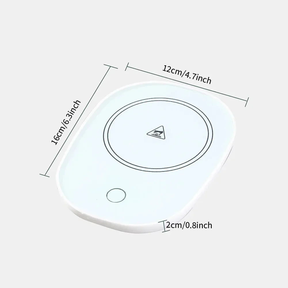 Clarify.pk USB powered cup heater with compact white design and dimensions for warming beverages