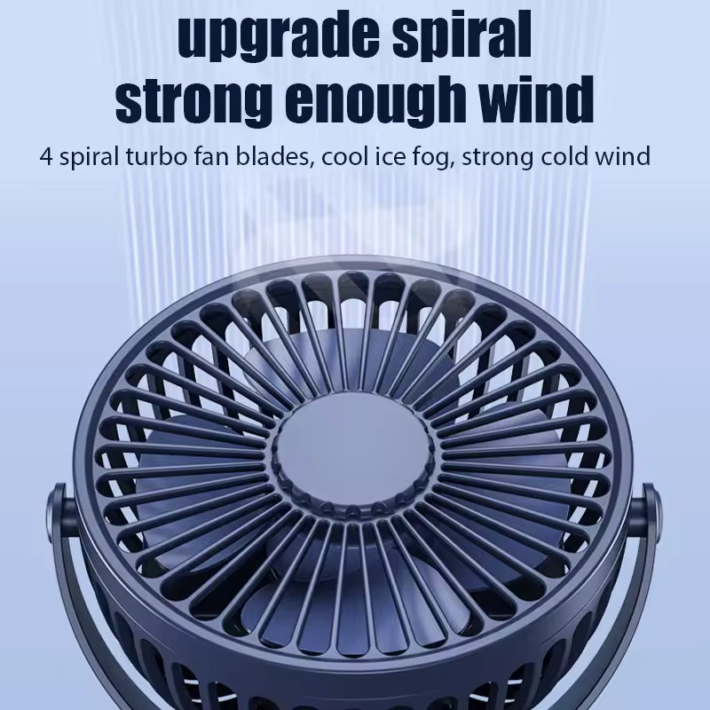Clarify.pk USB rechargeable clip-on fan with 4 spiral turbo blades producing strong cold wind