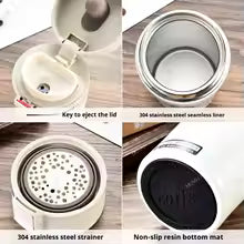 Clarify.pk vacuum insulated coffee thermos flask with stainless steel strainer and non-slip bottom mat