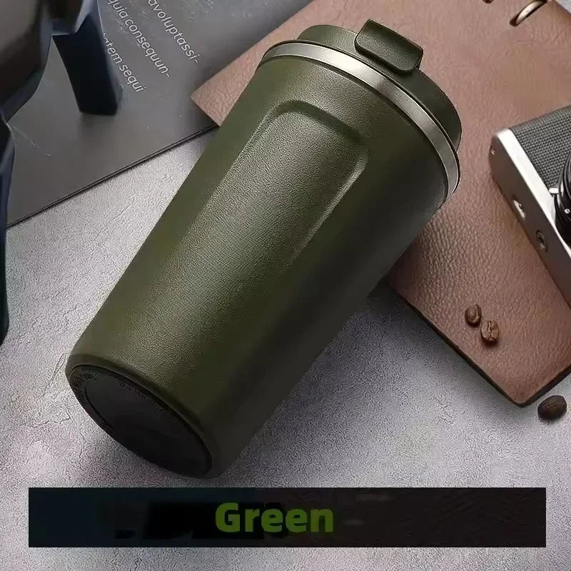 Clarify.pk green vacuum thermos bottle for tea and coffee with secure lid and sleek design