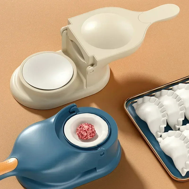 Clarify.pk 2 in 1 dumpling maker with blue and white molds for easy homemade dumplings