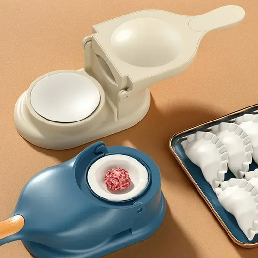 Clarify.pk 2 in 1 dumpling maker with blue and white molds for easy homemade dumplings