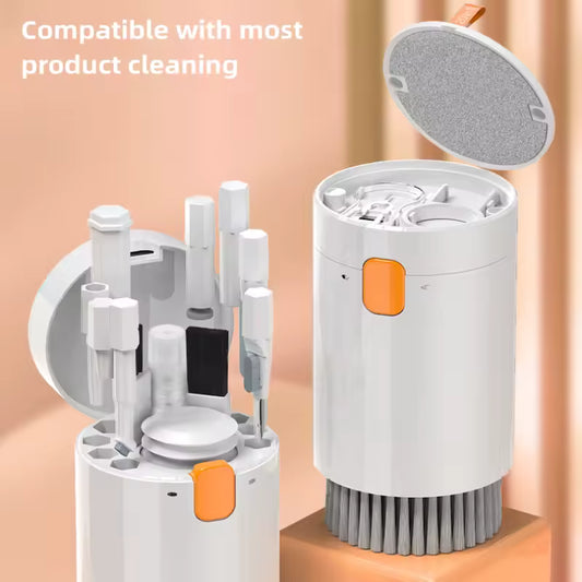 20 in 1 electronics cleaning tool set with multiple brush heads and compact white storage case