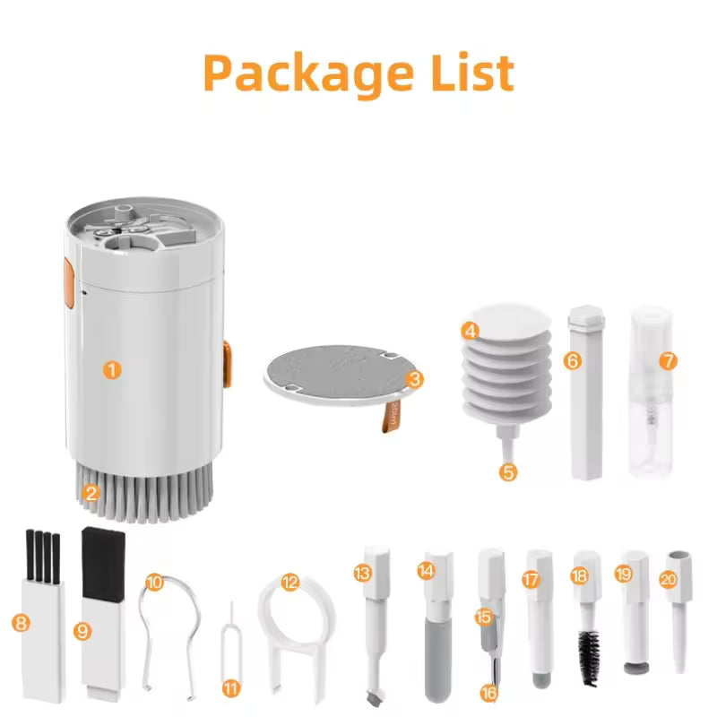 20 in 1 electronics cleaning tool set with brushes, air blower, and cleaning accessories for gadgets