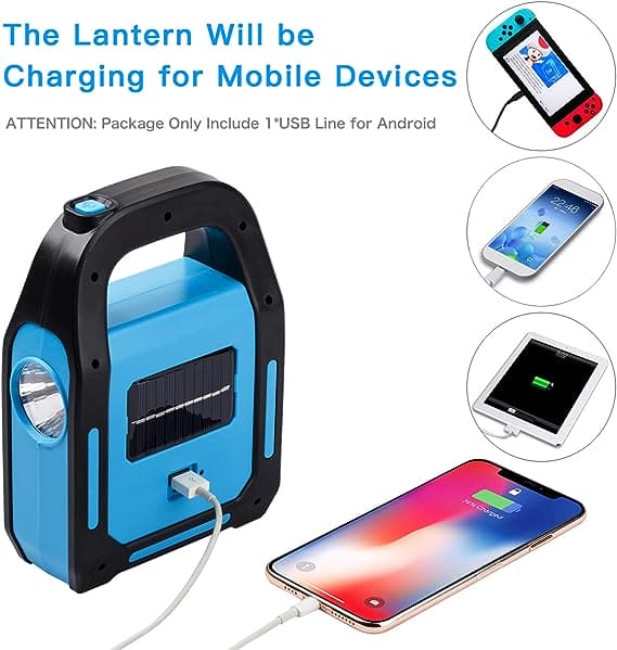 3 in 1 solar flashlight with spotlight charging multiple mobile devices via USB connection