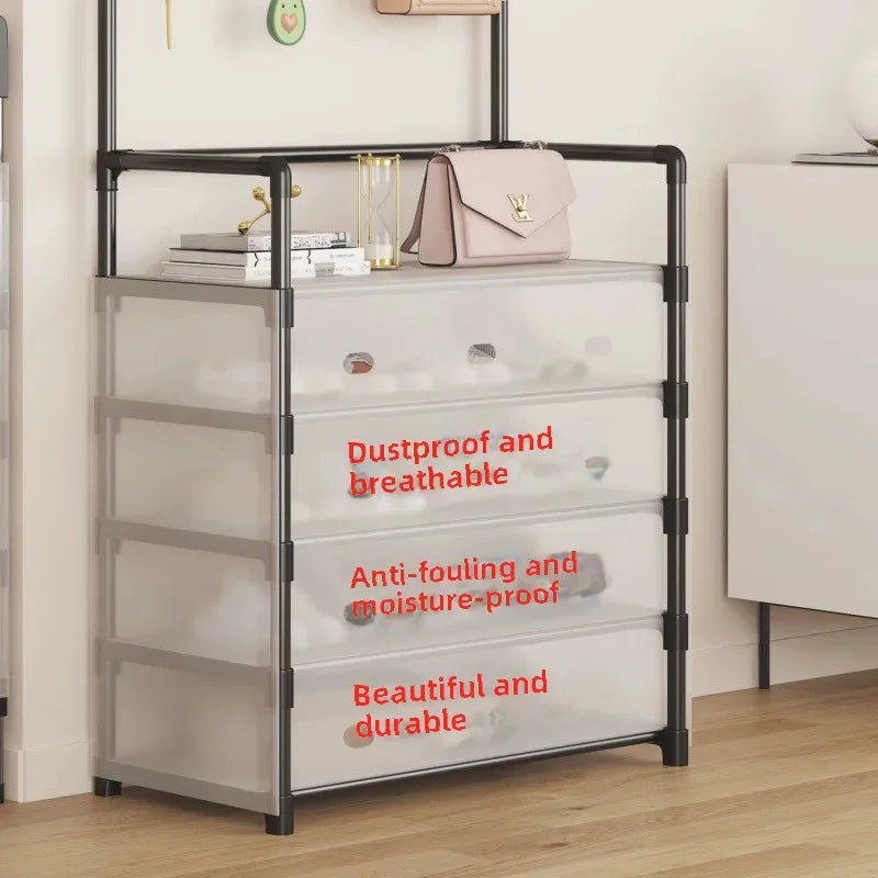 Clarify.pk 5-layer shoe and coat rack with dustproof breathable drawers and durable moisture-proof design