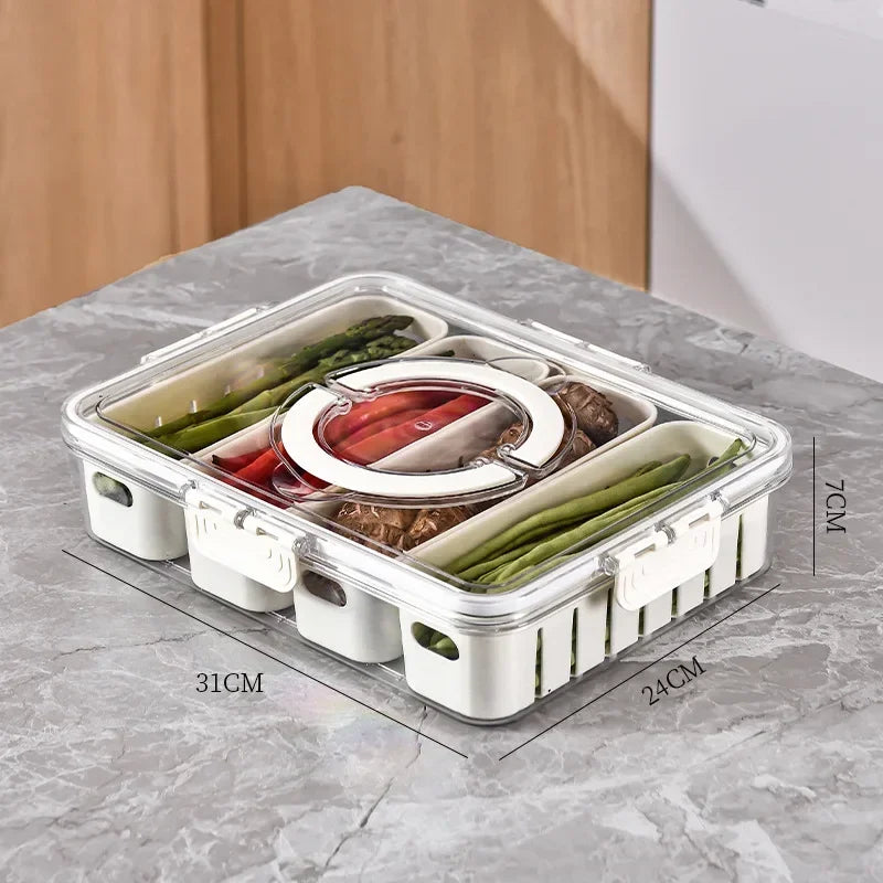 Clarify.pk 8 compartments snack container with clear lid and secure clasps for organized food storage