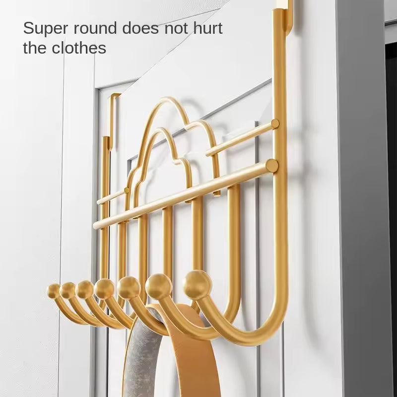 Clarify.pk metal behind door hooks for clothes in gold with rounded ends to protect clothing