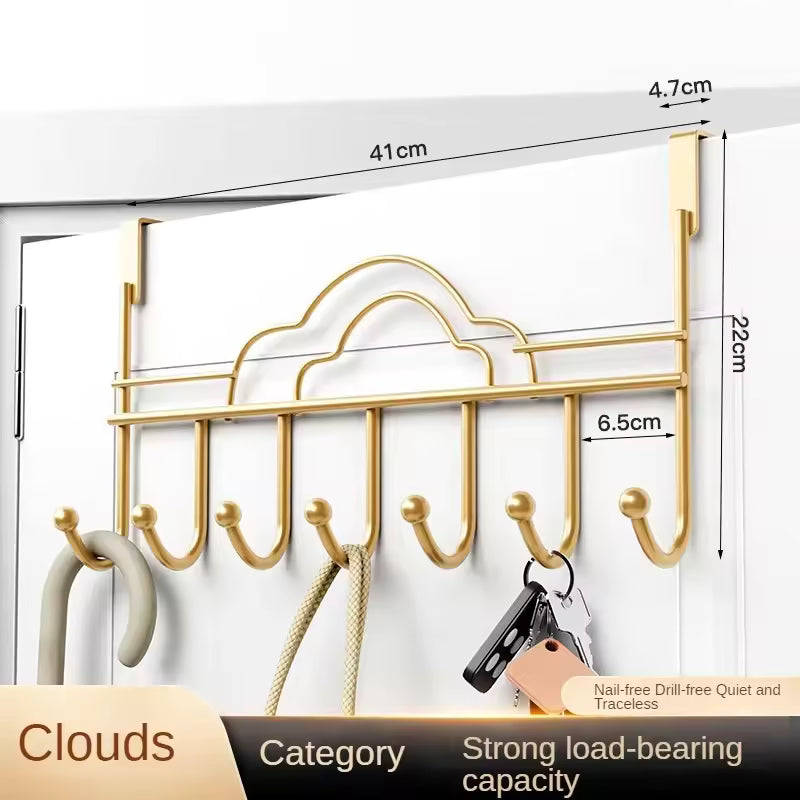 Clarify.pk gold metal behind door hooks for clothes with seven hooks and strong load-bearing capacity